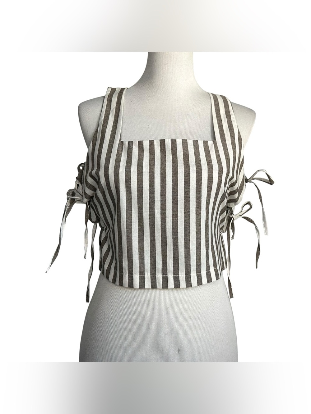 Firenze In Maglia Womens Striped Tie Detail Tank Top Sz Small Gray White